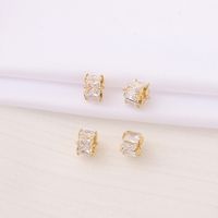 1 Piece 4.5*6mm 2MM Copper Zircon 18K Gold Plated Quadrilateral Square Polished Beads Spacer Bars main image 3