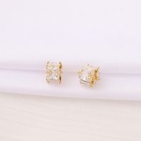 1 Pièce 4.5*6mm 2MM Le Cuivre Zircon Plaqué Or 18K Quadrilatère Carré Brillant Perles Barres D'espacement main image 4