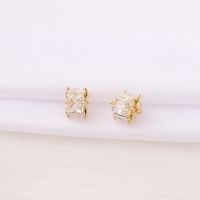 1 Piece 4.5*6mm 2MM Copper Zircon 18K Gold Plated Quadrilateral Square Polished Beads Spacer Bars main image 4