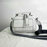 Women's Medium Pu Leather Solid Color Classic Style Square Zipper Saddle Bag sku image 1