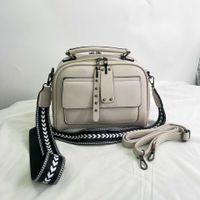 Women's Medium Pu Leather Solid Color Classic Style Square Zipper Saddle Bag sku image 3