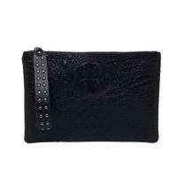 Women's Medium Pu Leather Solid Color Business Zipper Clutch Bag sku image 2