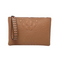Women's Medium Pu Leather Solid Color Business Zipper Clutch Bag sku image 1