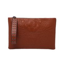 Women's Medium Pu Leather Solid Color Business Zipper Clutch Bag sku image 5