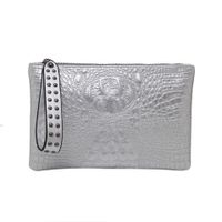 Women's Medium Pu Leather Solid Color Business Zipper Clutch Bag sku image 4