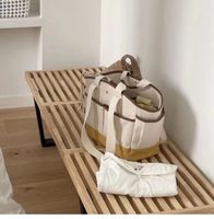 Women's Medium Canvas Color Block Classic Style Magnetic Buckle Tote Bag main image 3