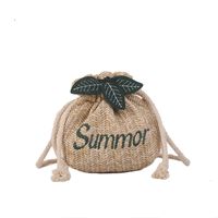 Women's Small Straw Letter Vacation String Straw Bag sku image 2