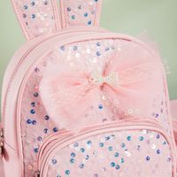 Women's Pu Leather Solid Color Cute Sequins Bowknot Square Zipper Fashion Backpack main image 5