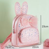 Women's Pu Leather Solid Color Cute Sequins Bowknot Square Zipper Fashion Backpack sku image 1