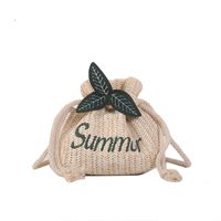 Women's Small Straw Letter Vacation String Straw Bag sku image 1