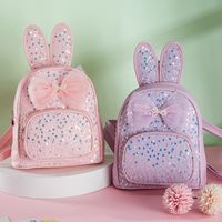Women's Pu Leather Solid Color Cute Sequins Bowknot Square Zipper Fashion Backpack main image 6