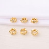 1 Piece 7 * 3mm 5mm  Copper Zircon 18K Gold Plated Round Flower Polished Beads main image 3