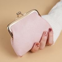 Women's Solid Color PVC Clipped Button Coin Purses sku image 1