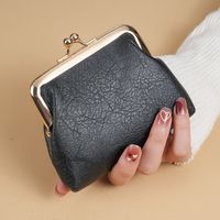 Women's Solid Color PVC Clipped Button Coin Purses sku image 5