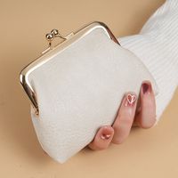 Women's Solid Color PVC Clipped Button Coin Purses sku image 6