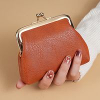 Women's Solid Color PVC Clipped Button Coin Purses main image video