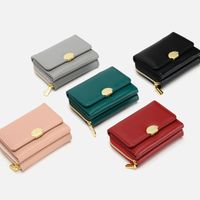 Women's Solid Color Pu Leather Zipper Buckle Wallets main image video