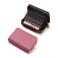 Women's Solid Color Pu Leather Zipper Card Holders sku image 7