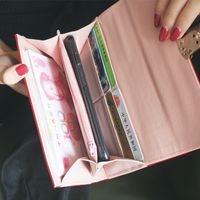 Women's Solid Color Pu Leather Lock Clasp Wallets main image 4