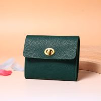 Women's Solid Color Pu Leather Lock Clasp Wallets sku image 7