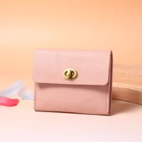 Women's Solid Color Pu Leather Lock Clasp Wallets sku image 3