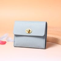 Women's Solid Color Pu Leather Lock Clasp Wallets sku image 4