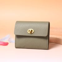 Women's Solid Color Pu Leather Lock Clasp Wallets sku image 8