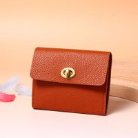 Women's Solid Color Pu Leather Lock Clasp Wallets sku image 5