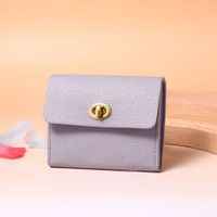 Women's Solid Color Pu Leather Lock Clasp Wallets sku image 6