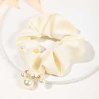 Women's Elegant Princess Sweet Solid Color Artificial Pearl Satin Elastic Band Hair Tie sku image 3