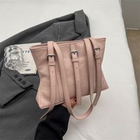 Women's Pu Leather Solid Color Classic Style Sewing Thread Square Zipper Tote Bag main image 3