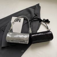 Women's Pu Leather Solid Color Classic Style Sequins Zipper Shoulder Bag main image 9
