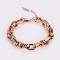 Casual Solid Color 304 Stainless Steel 18K Gold Plated Rose Gold Plated Bracelets In Bulk main image 5