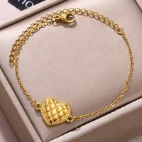 304 Stainless Steel 18K Gold Plated Simple Style Classic Style Plating Three-dimensional Heart Shape Necklace main image 1