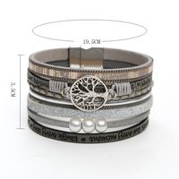 Lässig Römischer Stil Baum Künstliche Perle Pu-Leder Magnetschnalle Geschichtet Frau Armband main image 2
