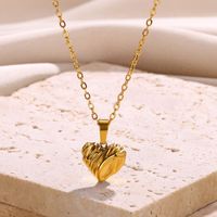 304 Stainless Steel 18K Gold Plated Simple Style Plating Heart Shape Shell Pendant Necklace main image 3