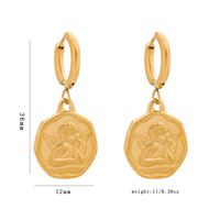 1 Pair Vintage Style Roman Style Angel Plating 304 Stainless Steel 18K Gold Plated Drop Earrings main image 2