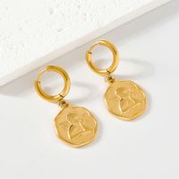 1 Pair Vintage Style Roman Style Angel Plating 304 Stainless Steel 18K Gold Plated Drop Earrings main image 5