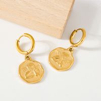 1 Pair Vintage Style Roman Style Angel Plating 304 Stainless Steel 18K Gold Plated Drop Earrings main image 3