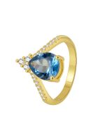 Wholesale Simple Style Classic Style Color Block Copper Plating Inlay 18K Gold Plated Glass Stone Zircon Rings sku image 1