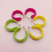 Casual Ethnic Style Geometric Raffia Women's Hoop Earrings 1 Pair main image 5