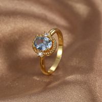 Wholesale Simple Style Classic Style Color Block Copper Plating Inlay 18K Gold Plated Glass Stone Zircon Rings main image 5