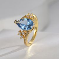 Wholesale Simple Style Classic Style Color Block Copper Plating Inlay 18K Gold Plated Glass Stone Zircon Rings main image 6