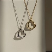 Copper White Gold Plated Gold Plated Simple Style Streetwear Heart Shape Pendant Necklace main image 5