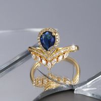 Wholesale Simple Style Classic Style Color Block Copper Plating Inlay 18K Gold Plated Glass Stone Zircon Rings main image 8