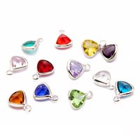 10 PCS/Package Diameter 8mm Alloy Birthstone Triangle Polished Pendant main image 3