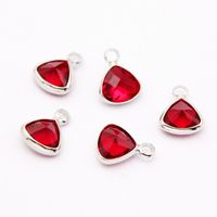 10 PCS/Package Diameter 8mm Alloy Birthstone Triangle Polished Pendant sku image 1