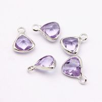 10 PCS/Package Diameter 8mm Alloy Birthstone Triangle Polished Pendant main image 4