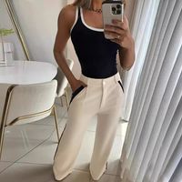 Daily Women's Simple Style Color Block Linen Polyester Printing Pants Sets Pants Sets main image 2