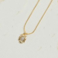 Copper 14K Gold Plated Vintage Style Inlay Animal Zircon Pendant Necklace sku image 2